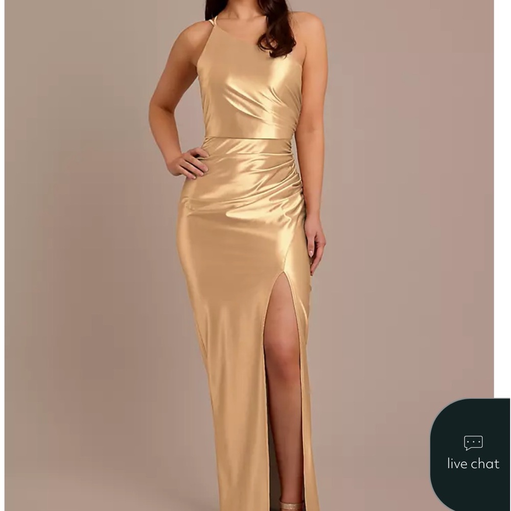 David's Bridal Gold Maxi Dress